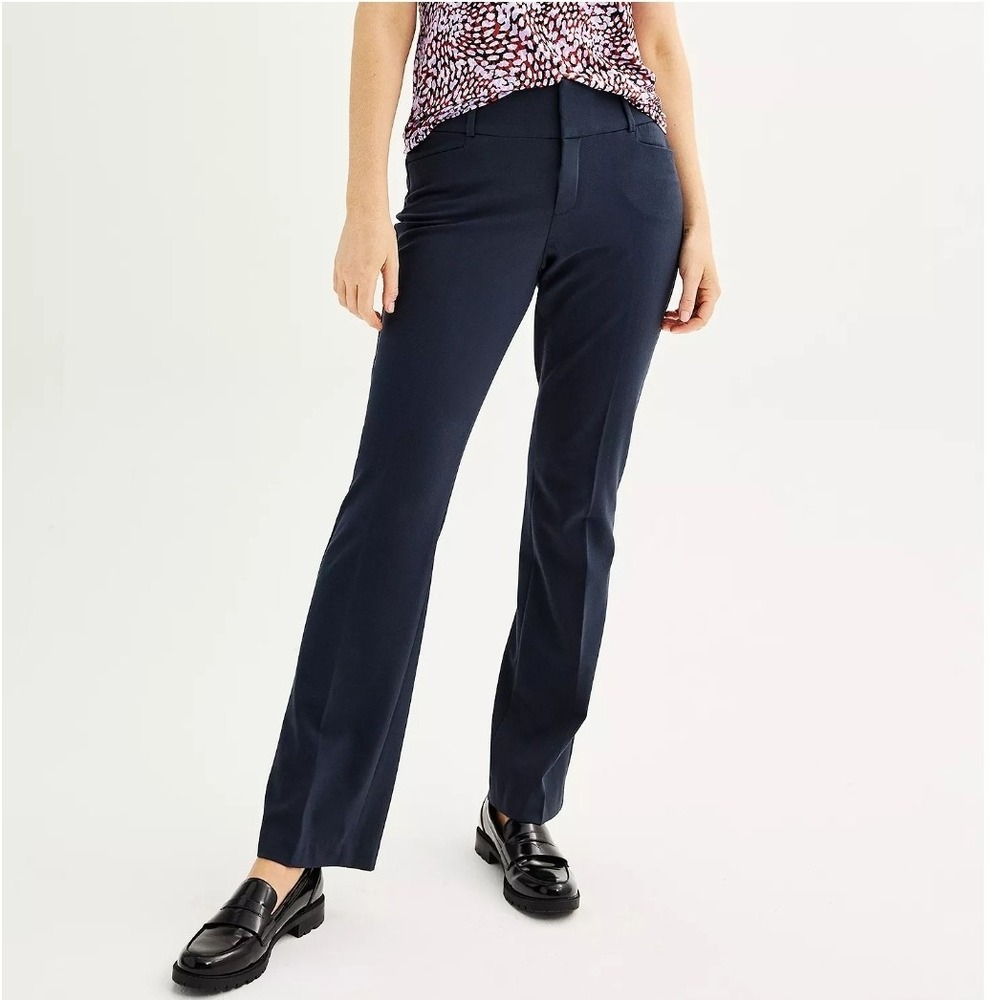 Nine West Women Mid-Rise ‎ Bootcut Career Pants Black Stretch Sz 16 Dressy Chino